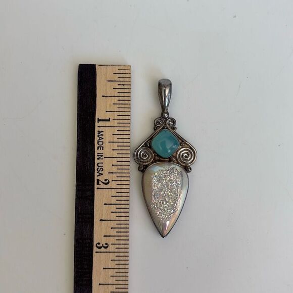 sajen moonstone & blue stone 925 silver pendant arrowhead turquoise - Picture 7 of 9